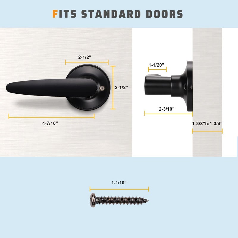 KNOBWELL 2 Pack Dummy Door Levers Door Handle for Closets with Matte Black Finish, Single Side Dummy Levers with No Latch or Lock, Easy Installation - Image 5